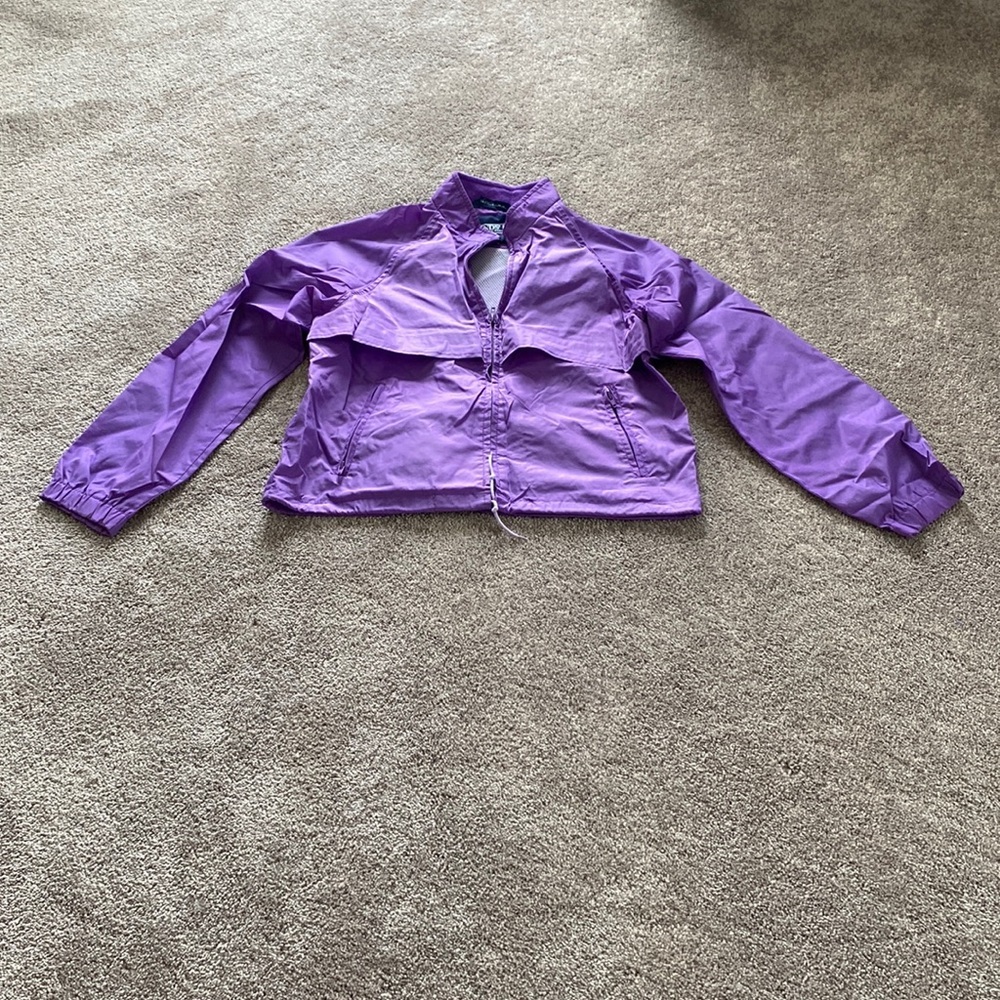 Lands’ End Purple Windbreaker Jacket SIZE M Lightweight Zip Up Coat